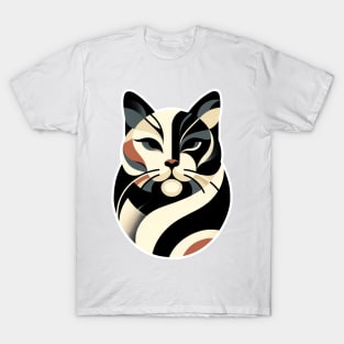 Abstract Elegance: Geometric Cat Portrait T-Shirt